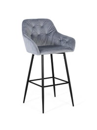 GINER Y COLOMER Lot de 2 tabourets de bar en velours bleu et métal noir, avec assise rembourrée, 69 cm de hauteur, nécessite un montage